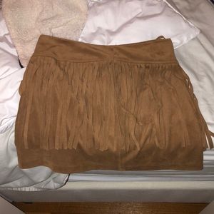 BB Dakota Brown Fringe Skirt